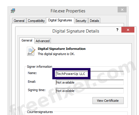 Screenshot of the TechPowerUp LLC certificate